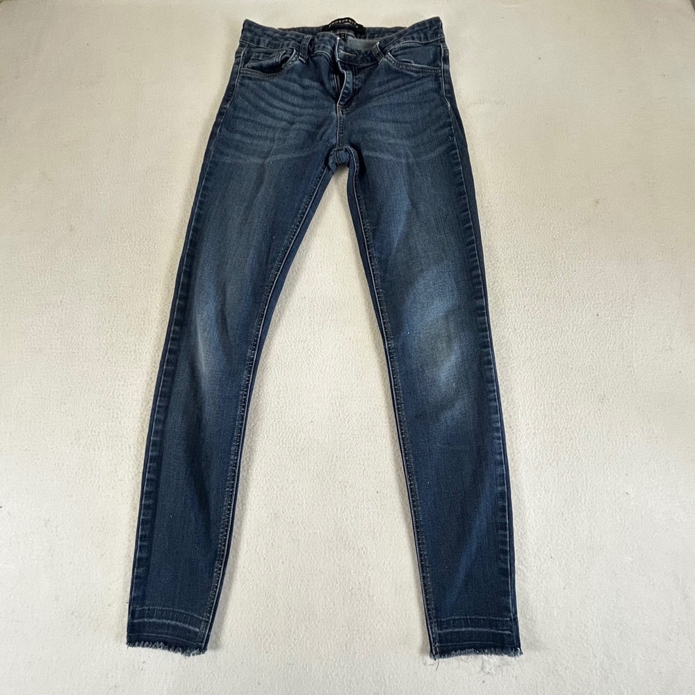Prosperity Womens Size 28 Skinny Jeans Dark Wash Raw Frayed Hem Denim Blue
